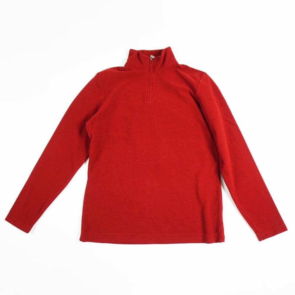 Bogner Lightweight Layering Fleece Quarter Zip Turtleneck Pullover Sweater Red